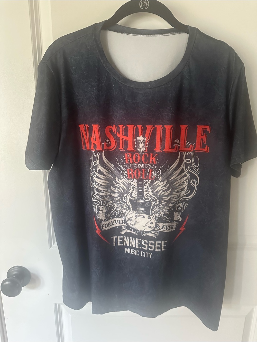 Nashville Rock 'n' Roll Graphic Tee - Black with Red & White Print